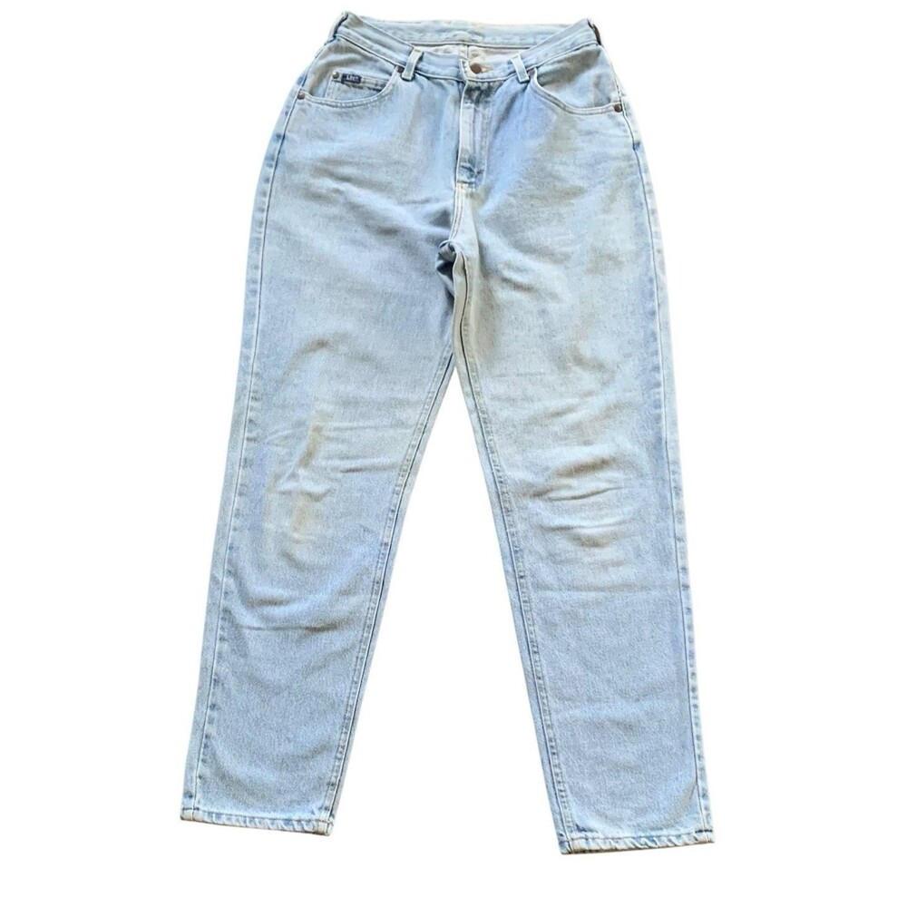 Vintage LEE Mom Jeans Womens 10 Blue Light Wash High Waist Relaxed Denim 27x30
